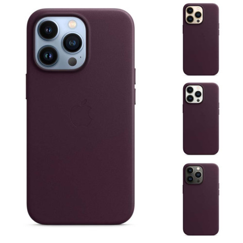 Чехол Leather Case with MagSafe на iPhone 13 Pro Dark cherry